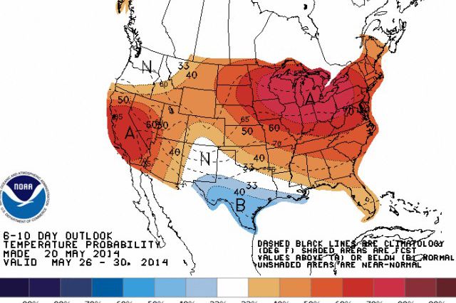 Temperature outlook from the NWS/Climate Prediction Center